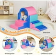 thumbnail image 2 of Lischwert Foam Climbing Blocks for Toddlers 1-3, 5pcs Soft Play Set with Tunnel Crawling Exploration Toys - Indoor Infant Safe Blocks for Baby Gym & Toddler Playground (Pink Blue), 2 of 8