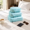 thumbnail image 6 of Travel Packing Organizers, 3 Piece Compression Packing Cubes for Travel, Lightweight Travel Compression Bags for Packing, Durable Suitcase Organizer Bags Set, Blue Fabric Clothing, 6 of 7