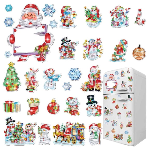 Imanes de dibujo de diamantes navideños Kits de arte de diamantes con imanes para el refrigerador de Navidad Kits de diamantes de muñeco de nieve con árbol de Navidad para adultos y niños