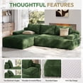thumbnail image 3 of Yaheetech 110" 3-Seat L-Shaped Sofa Modular Sectional Sofa Corduroy Cloud Couch with 2 Armrests and Detachable Pillows for Living Room, Green, 3 of 5
