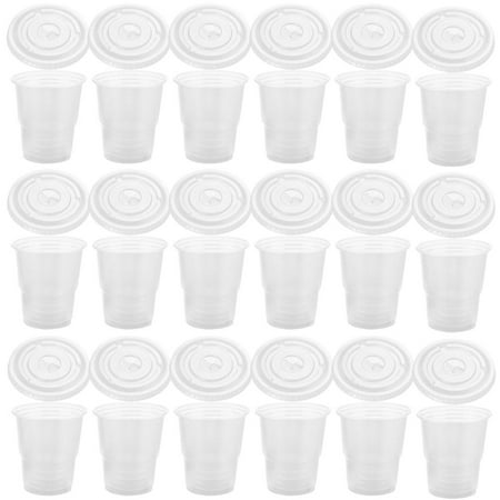 Disposable Drink Cup Clear Cups with Lids Vasos Con Tapas Para Bebidas Beverage Drinking 50 Pcs