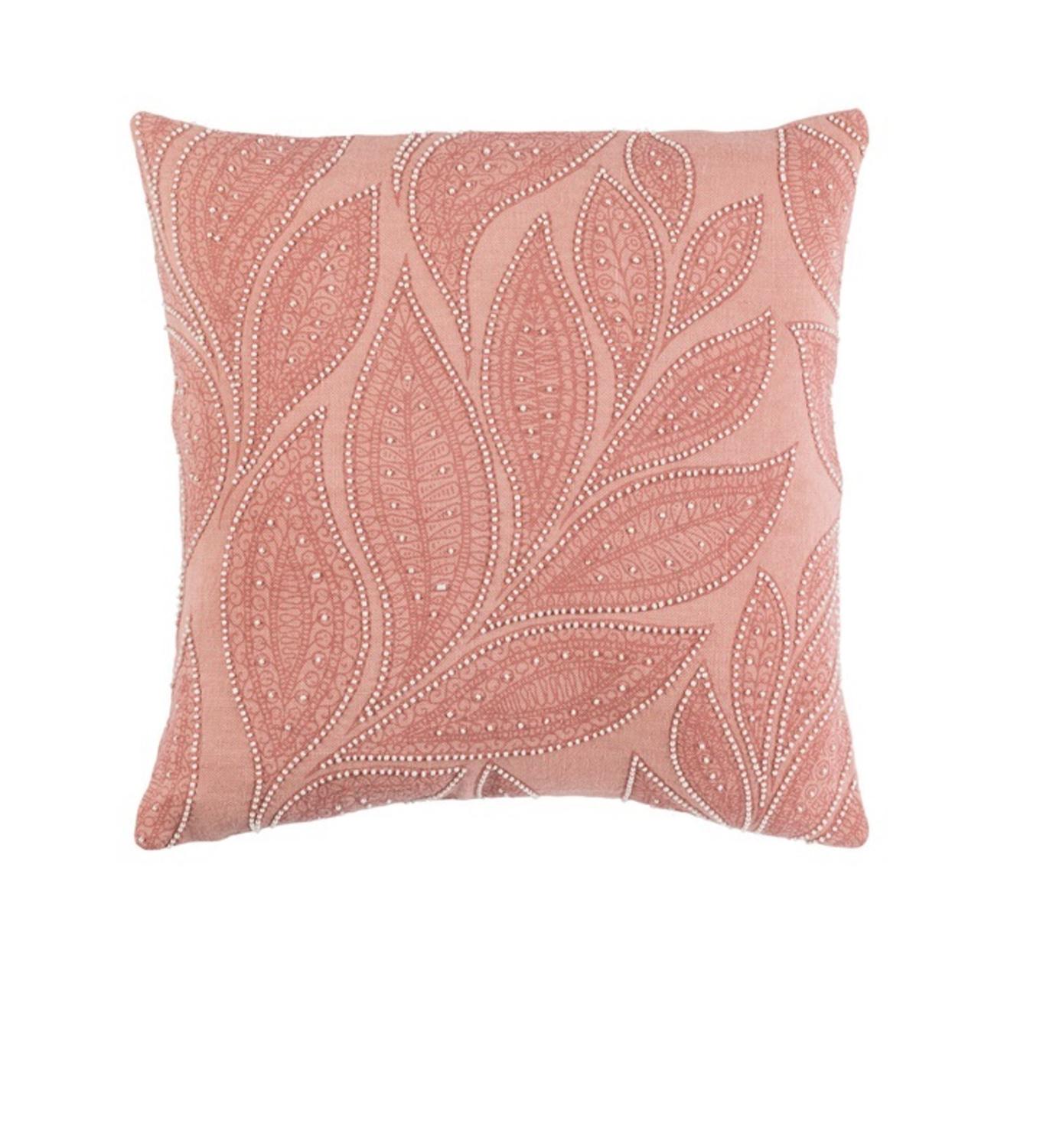 22” Prismatic Palms Terra Cotta and Shell White Woven Decorative Area