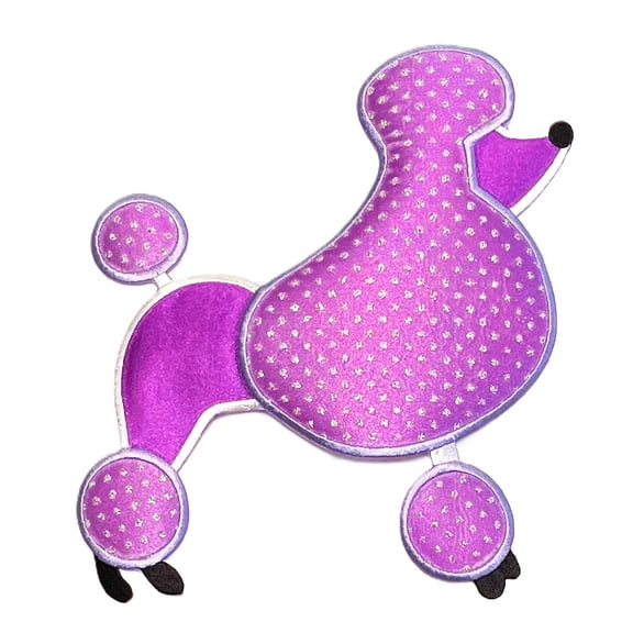 Adorable Purple Poodle Skirt Sew On Applique with Glitter Accent - 7 Inches Tall