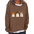 thumbnail image 2 of Craaazy Halloween Shirts For Women Fake Two Piece Casual Crew Neck Long Sleeve pullover Halloween Print Tops Gifts, 2 of 6