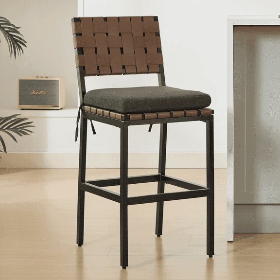 26 Inch Bar Stools - Upholstered Seat, Steel Frame, Set of 2, Modern Kitchen Bar Stools