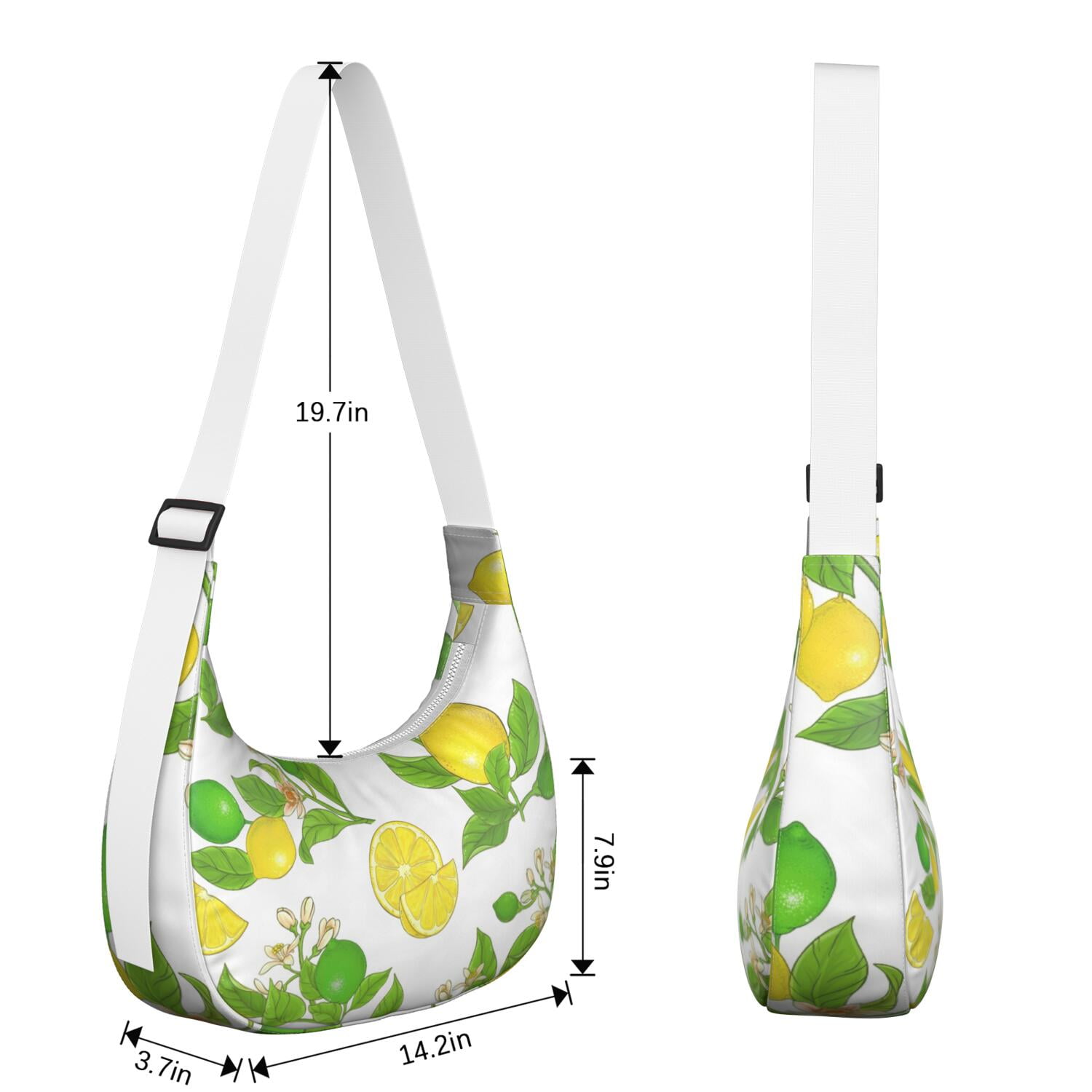 Lemon Lover Shoulder Bag for Women, Yellow Fruit Print Lightweight Crossbody Purse, Modern Summer Hobo Tote, Water-Resistant Nylon Handbag with Spacious Interior