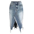 thumbnail image 1 of Jupes en Denim Déchirées, Jupe Crayon Asymétrique pour Femmes, 1 of 4