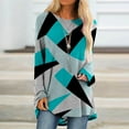 thumbnail image 2 of IROINID Savings Womens Long Sleeve Tops Lounge Socket Geometry Printed Round-Neck Tops,Sky Blue, 2 of 6