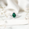 thumbnail image 4 of Rosec Jewels Lab Grown Emerald Cocktail Ring with Diamond Halo for Women (AAAA Quality), 925 Sterling Silver, US 8.50, 4 of 9