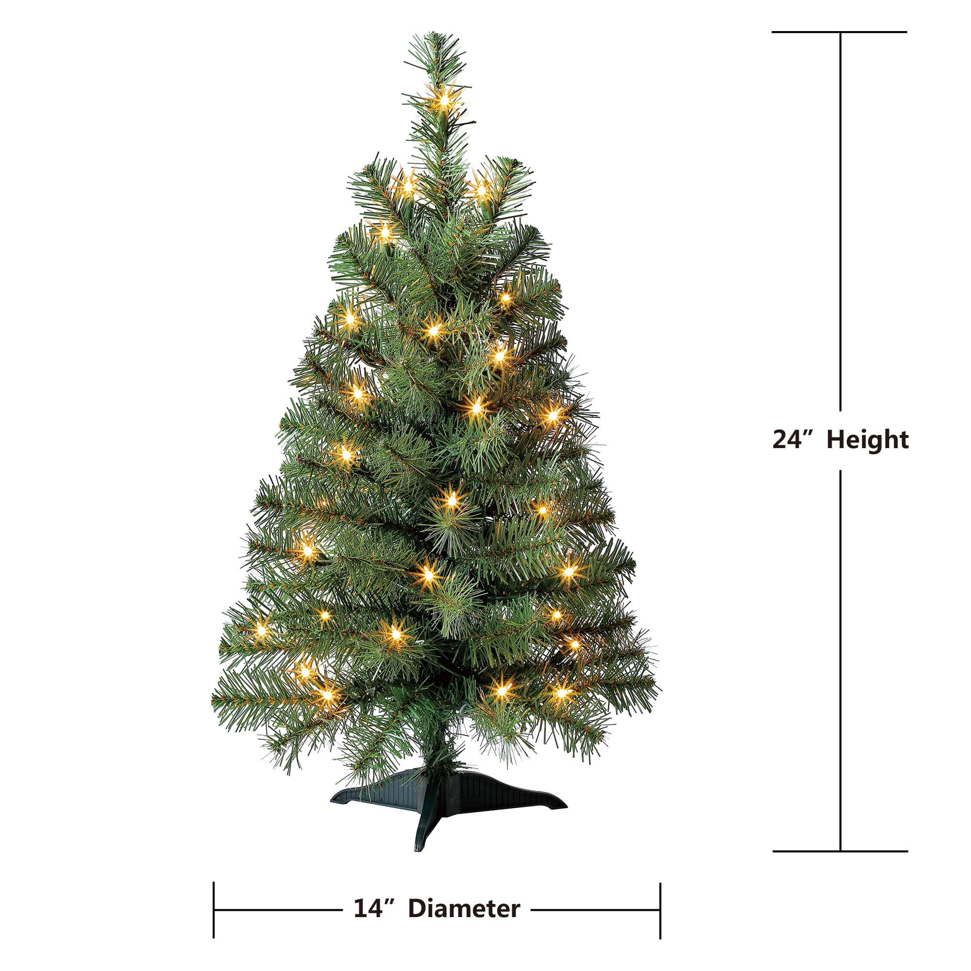 Holiday Time Pre-Lit Green Artificial Christmas Tree, 24", Clear Lights - Walmart.com