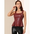 thumbnail image 4 of Allegra K Top Corto Para Mujeres Pu Bustier De Cuero Punk Gótico Corsé Peplum Borgo?a XS, 4 of 6
