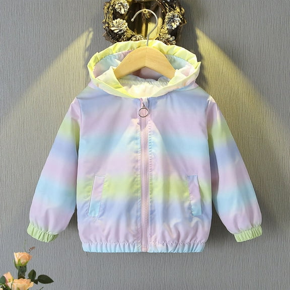 Adarluvy Toddler Girls Hooded Jackets Lightweight Zip Hooded Windbreaker,1-7 Years