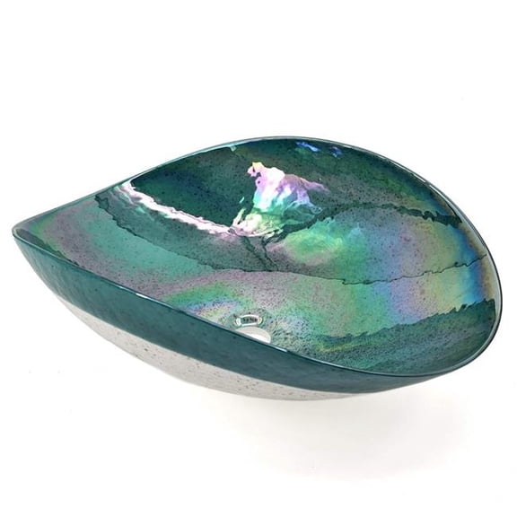 Ruvati RVB3056 19 in. Murano Glass Art Vessel Seashell Decorative Pattern Bathroom Sink, Seafoam Green