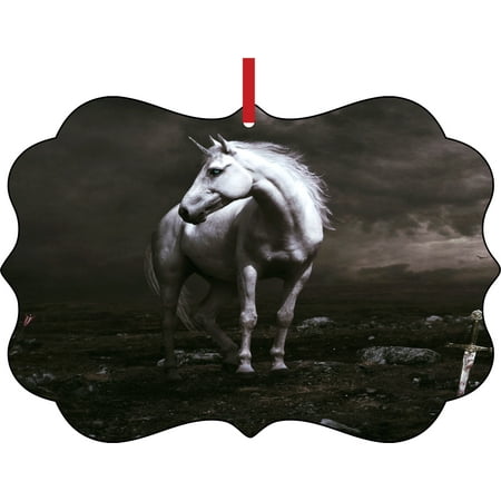 Accessory Avenue Horse Ornaments Christmas White Unicorn Horse