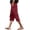 Wine, variant on Women's Lightweight Capri Pants with Tie Waist Side Button Pockets High Rise Cropped Trousers Stylish Breathable Everyday