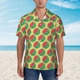 thumbnail image 2 of Xecao Summer Watermelon print Hawaiian shirt - a stylish short-sleeve button-down for men, perfect for casual beach and tropical outings., 2 of 9