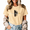 Apricot-1, variant on Women's Vintage Realistic Half Moon Copy Moon Joy Quote Graphic Cropped Short Sleeve T-shirt Classic Relaxed Fit Casual Tee For Astronomy Night Sky Aesthetic Lovers