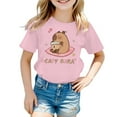 thumbnail image 2 of ZHOGXU Kids Girls Summer Top Cute Cartoon Animal Printed Short Sleeved Round Neck Comfortable Breathable Loose T Shirt For Casual Daily Wear,Pink,10-12 Years, 2 of 4