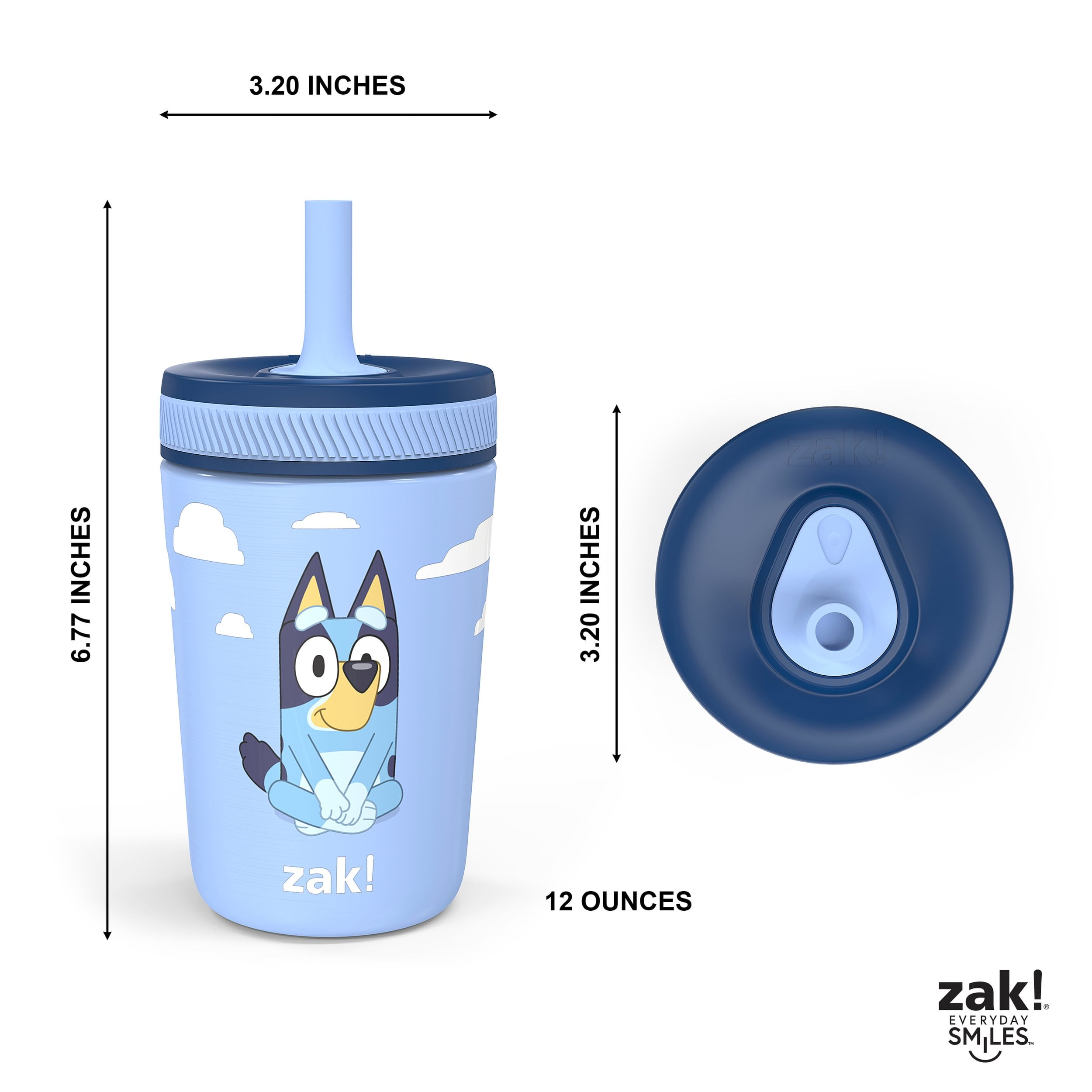Zak Designs 12oz Bluey Kids Straw Tumbler, Stainless Steel