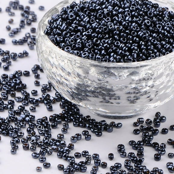 100 g 12/0 Glass Seed Beads Metallic Colours Black 2mm Hole: 1mm 6666pcs/100g