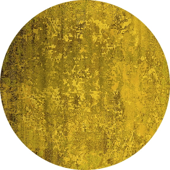 Ahgly Company Indoor Round Oriental Yellow Industrial Area Rugs, 6' Round