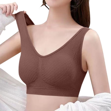 Hot Sale!BKQCNKM Sports Bras for Women Bras for Women No Underwire Cotton Bras for Women Beauty Back Underwear Wireless Bra Thin Sports Bra T-shirt Bra  Coffee L