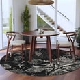 thumbnail image 3 of Round Rugs 5Ft, Black Coastal Starfish Round Area Rug Washable Indoor Throw Carpet, Vintage Coral Seahorse Shell Soft Non Slip Circle Rug for Cabinet Bathroom Home Decor Aesthetic, 3 of 8