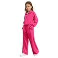 thumbnail image 4 of UACY Half Zip 2 Piece Sweatsuits for Girls Mock Neck Sweatshirts Wide Leg Sweatpants Set Thumbhole Tracksuit (Hot Pink, 13-14 Years), 4 of 9
