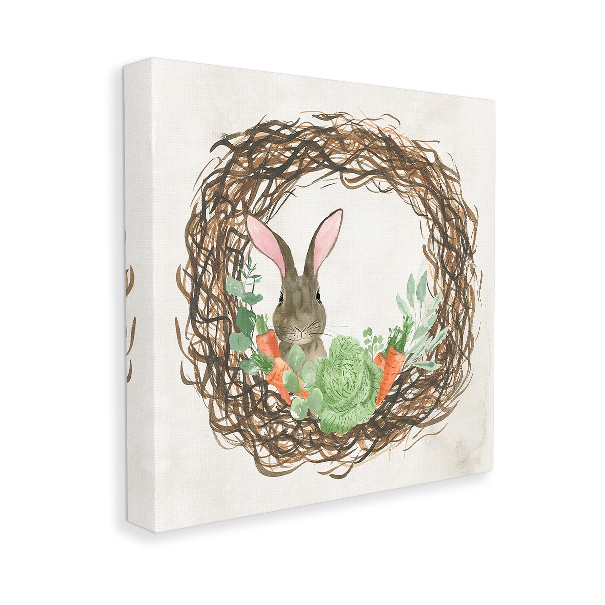 Stupell Industries Spring Easter Wreath Animals & Insects Painting Gallery Wrapped Canvas Art Print Wall Art, 30 x 30