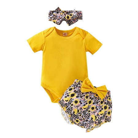 

Jdefeg Girls with No Clothes On Headbands Outfits Shorts Bodysuitt Girls Printed 3M-18M Romper Short Sleeve Floral Baby Girls Outfits&Set 3 Month Baby Girl Romper Cotton Blend Yellow 80