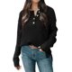 thumbnail image 1 of Suéter Jersey informal para mujer, cuello redondo, botones, ajuste holgado, traje diario elegante de gran tamaño Ygjytge Negro T L para Mujer, 1 of 9