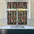 thumbnail image 3 of Kitchen Curtains 36 Inch Short - 3 Panel Set, Rod Pocket Window Curtain with Boho Vintage Mushroom Print, 100% Polyester for Farmhouse, Cafe, Kitchen, Bedroom, Easy Wash, 3 of 6