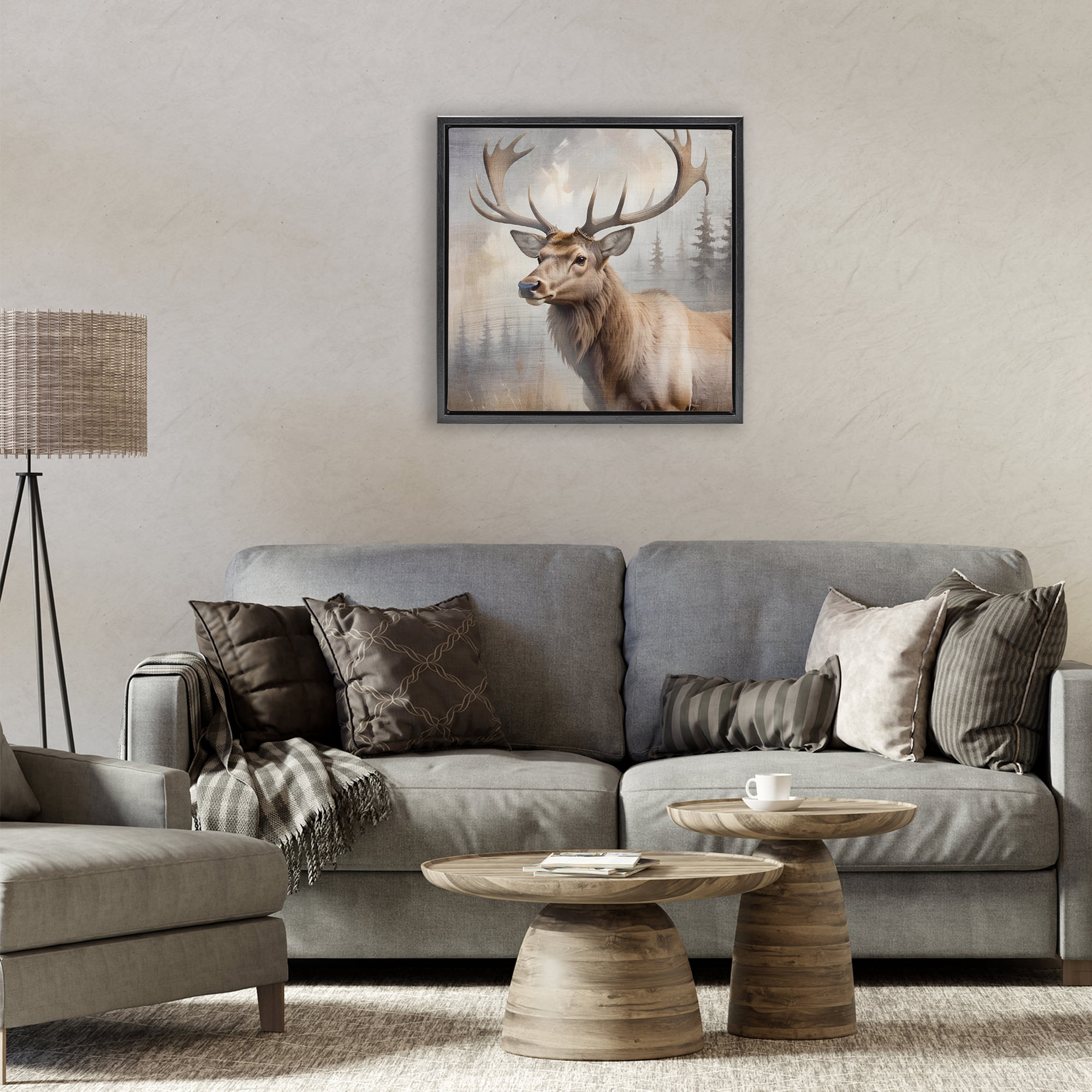Stupell Industries Graceful Forest Stag Black Framed Floater Canvas Wall Art, design by Susan Arnot