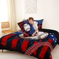 thumbnail image 4 of Manfei Baseball Queen Comforter Set,Rustic Usa Flag Comforter Sets Queen,Red Black Stripes Decor,Black Reversible,3pcs,1 Comforter and 2 Pillowcases, 4 of 7