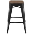 thumbnail image 3 of Industrial Country Cottage Farm Beach House Bar Pub and Dining Kitchen Counter Side Stool Chair, Metal Steel Wood, Black, 3 of 4