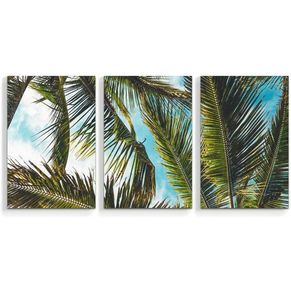 Idea4wall 3 Piece Tropical Canvas Wall Art Palm Tree Canvas Prints Modern Home Wall Decor, 24"x36"
