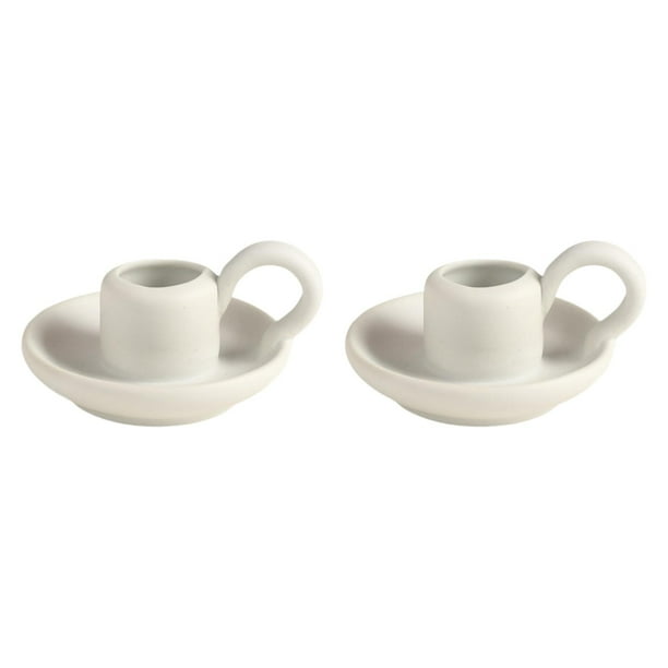Candelabros de cerámica de 2 uds., elegantes vasos para velas, candelabros decorativos, soportes para velas para fiesta, Bar y escritorio Blanco