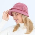 thumbnail image 4 of YooGuoGuo Wool Knit Bucket Hat for Women Vintage Elegant Floral Cloche Fleece Lined Warm Winter Caps for Cold Weather Gift, 4 of 7