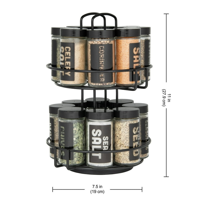 Kamenstein 16 Jar Black Spice Rack Spices Included Walmart