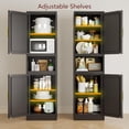 thumbnail image 3 of Tall Metal Bathroom Storage Cabinet, 67" Slim Narrow Organizer with Adjustable Shelves & Open Compartments, for Bathroom, Living Room, Home Office, Black, 3 of 8