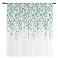 thumbnail image 2 of Weeping Flowers Semi Sheer Curtains Drapes for Living Room,Bedroom,French Doors Window 96 Inches Long,Teal Grey Summer Spring Floral Botanical Art Rod Pocket Chiffon Curtain Drapery Voile Panel, 2 of 6