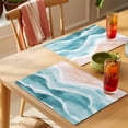 thumbnail image 4 of Teal Green Ocean Waves Placemats Set of 6 Beach Ombre Place Mats Table Mats Kitchen Dining Home Outdoor Party Table Decoration, 4 of 9