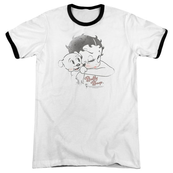 Betty Boop Vintage Wink Adult Ringer White Black