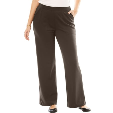 Woman Within - Woman Within Plus Size Wide Leg Ponte Knit Pant ...