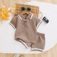 thumbnail image 2 of Toddler Baby Boy Outfits Summer Clothes Set Toddler Bear Embroidery Short Sleeve Lapel T Shirt Shorts Outfit, 2 of 5