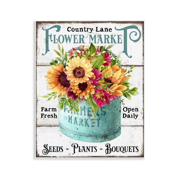 Stupell Industries Country Lane Flower Market Plants & Flowers Painting Unframed Art Print Wall Art, 11 x 14