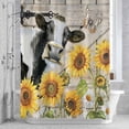 thumbnail image 3 of Cow Sunflower Shower Curtain for Bathroom Decor, Farmhouse Yellow Flower Leaf Butterfly Barn Door Waterproof Fabric Shower Curtain, 72"x78" Set with 12 Hooks, 3 of 9
