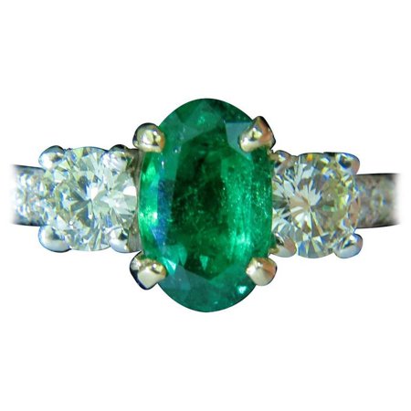 3.05CT NATURAL EMERALD DIAMOND RING ZAMBIA