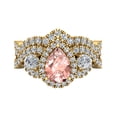 thumbnail image 4 of Wedding Ring Set 14K Gold Pear Cut Pink Morganite Halo Infinity Style (I,I1), 4 of 5