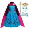 thumbnail image 2 of Disfraz de Disney para niñas, vestido de princesa Elsa, Frozen, con capa, Reina de la nieve, para carnaval y cumpleaños Fivean unisex, 2 of 2